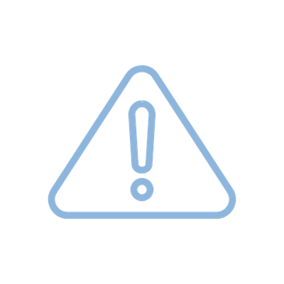 Blue warning triangle with an exclamation mark inside.