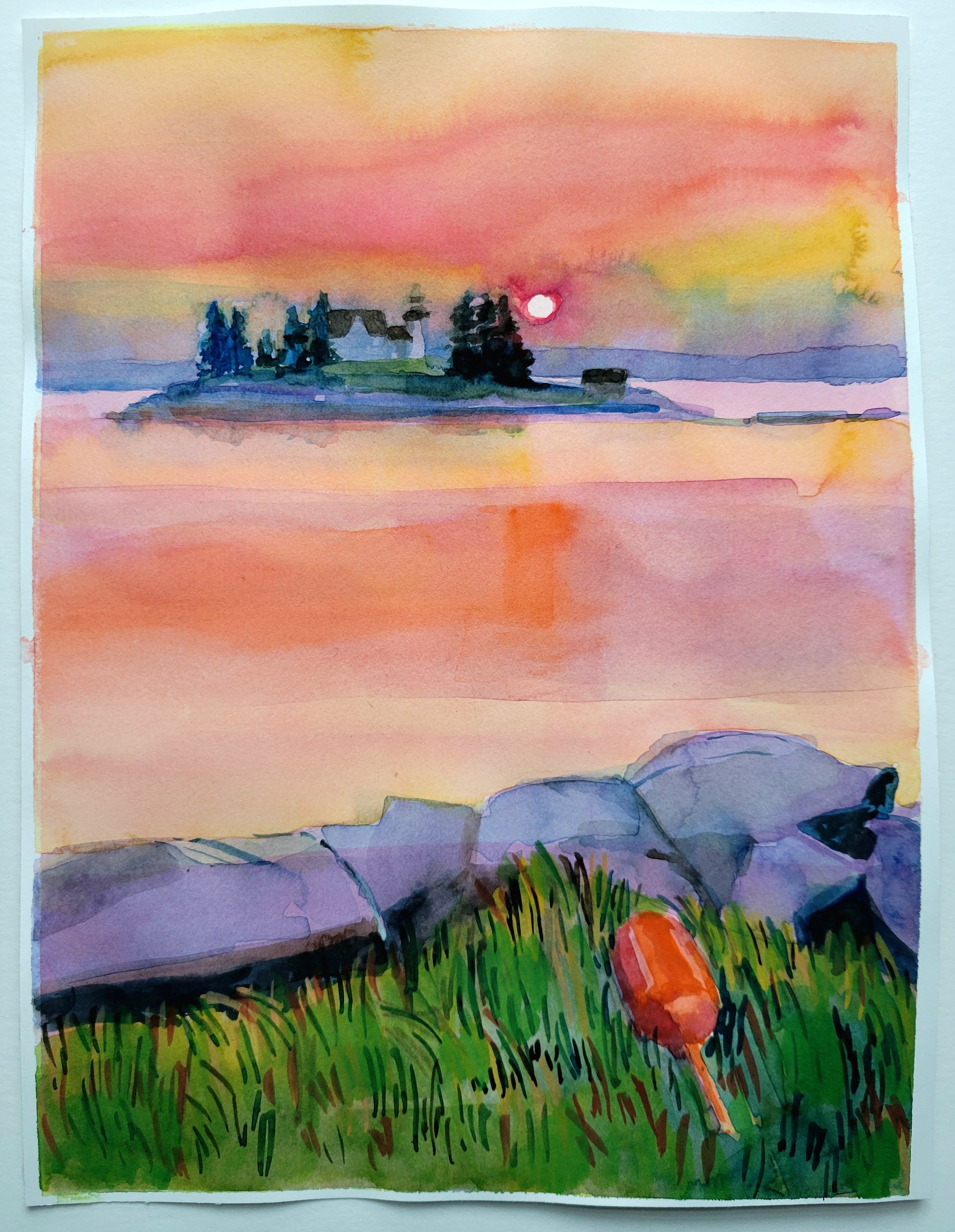 SOLD, Pumpkin Light, 12 x 9 inches, Watercolor on Hot Press Paper