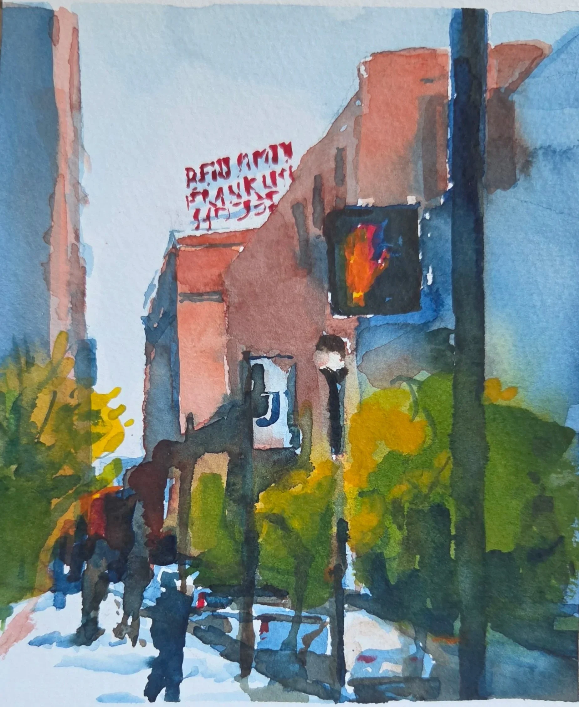 Chestnut Street, 6 x 5 inches, watercolor on cold press