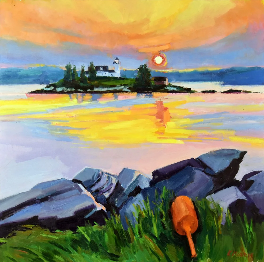 PUMPKIN ISLAND LIGHT, 20 x 20 inches, oil on panel, (Carver Hill Gallery, Camden ME $2,000)