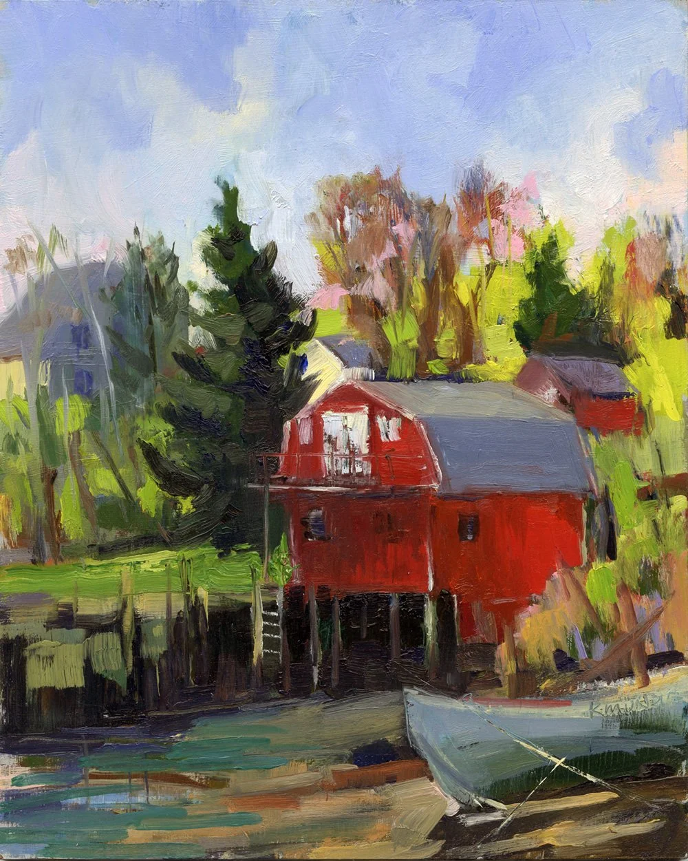 Red Net House, 10 x 8 inches, oil on panel