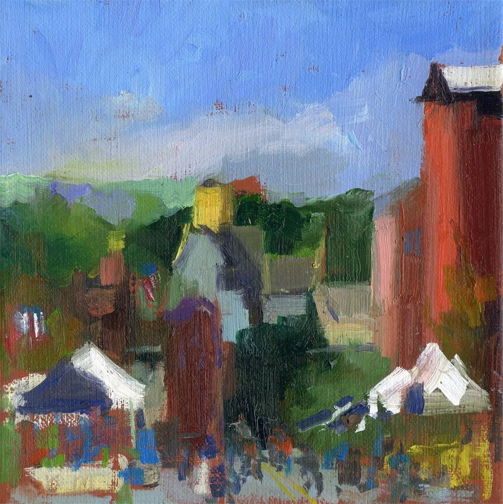 Royersford Main Street, 5 x 5 inches, oil on linen