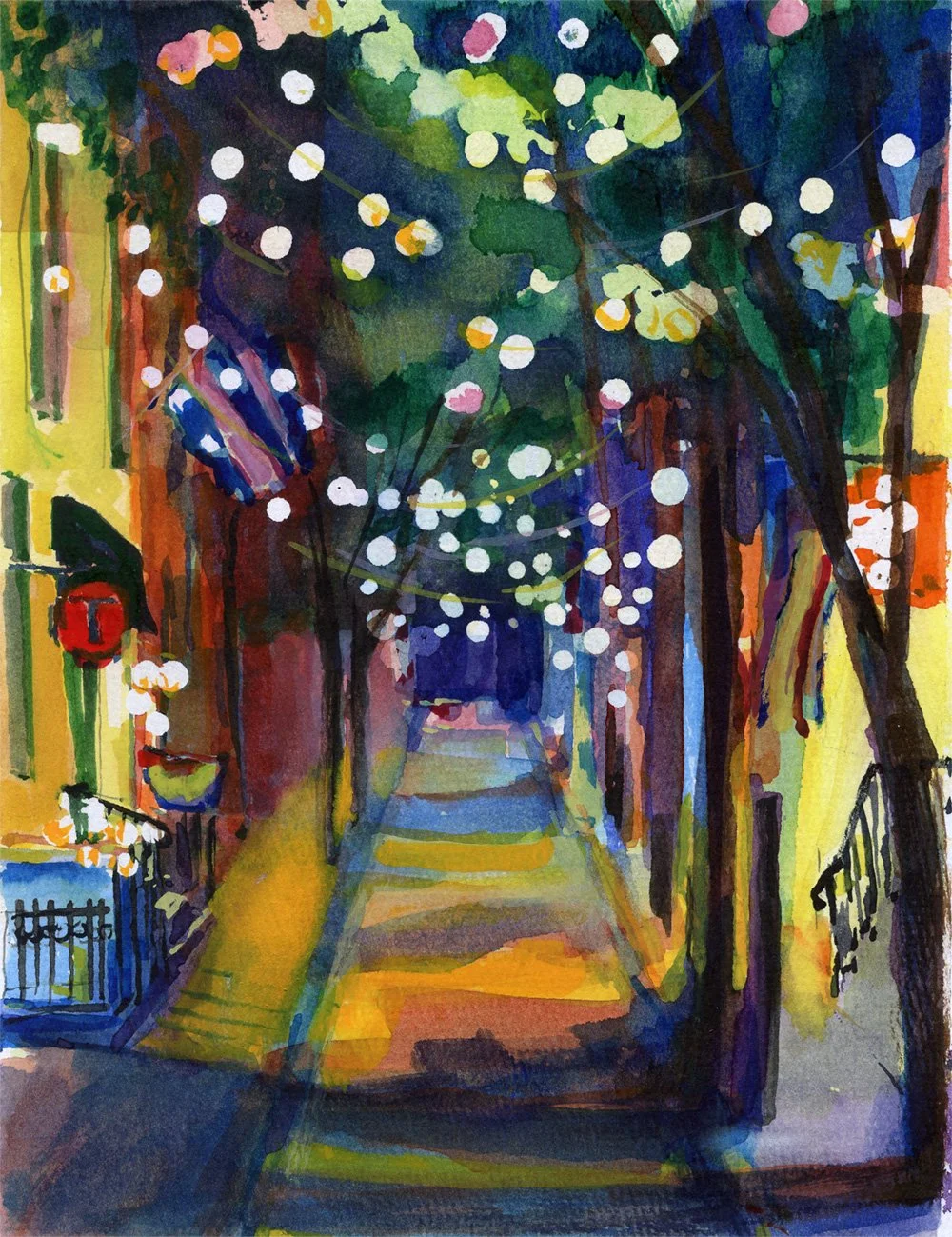 Camac Street Evening, 11 x 8 inches, watercolor on cold press