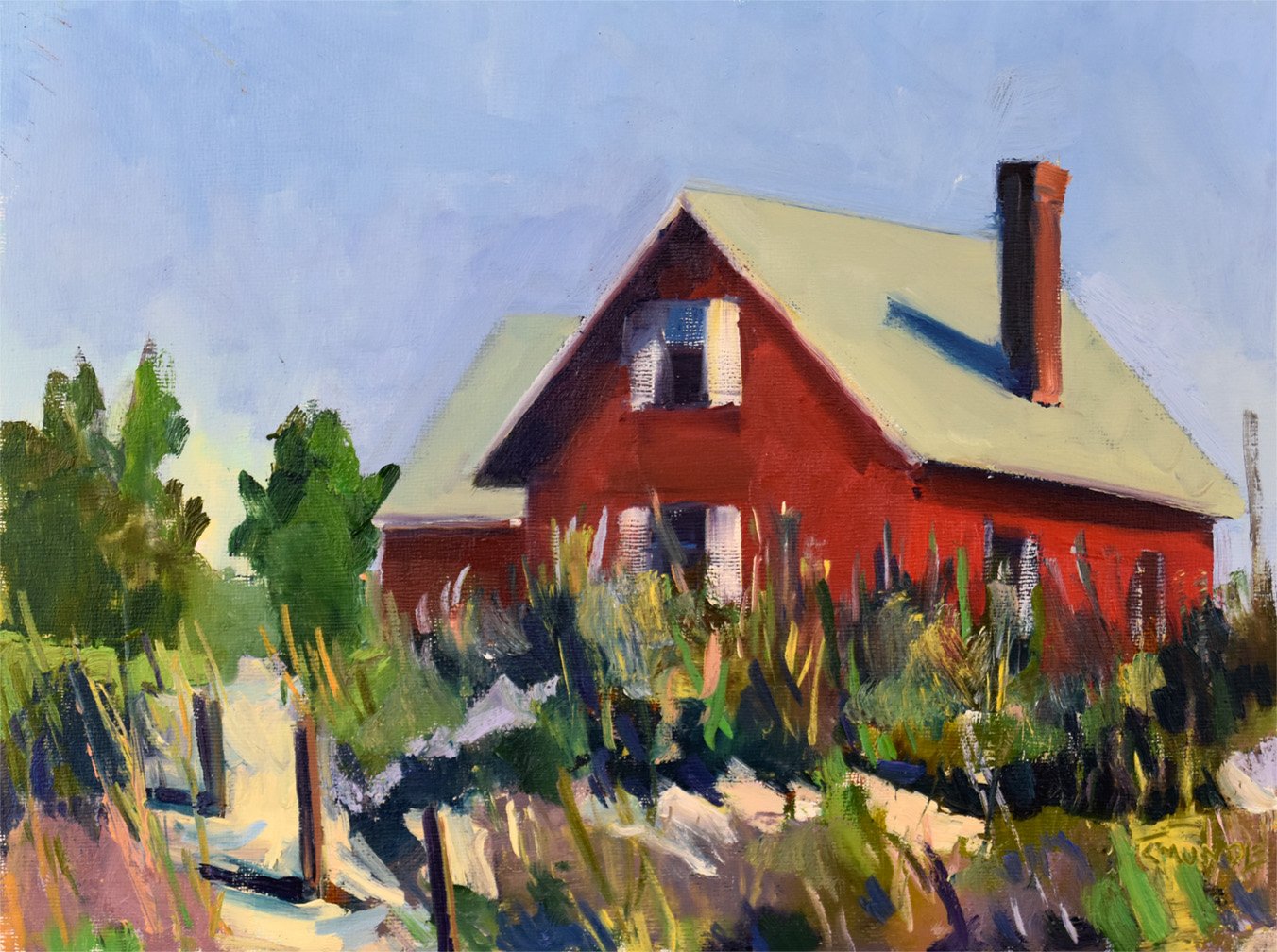Red House, 9 x 12 inches, oil on panel. 