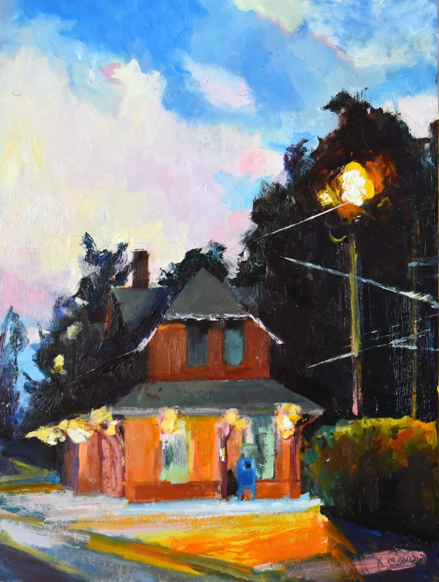 Wallingford Station Evening, 12 x 9 inches, oil on treated board
