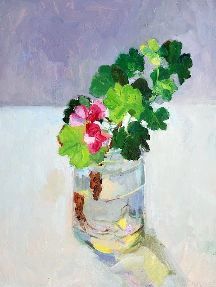 Geranium, 12 x 9 inches, oil on panel