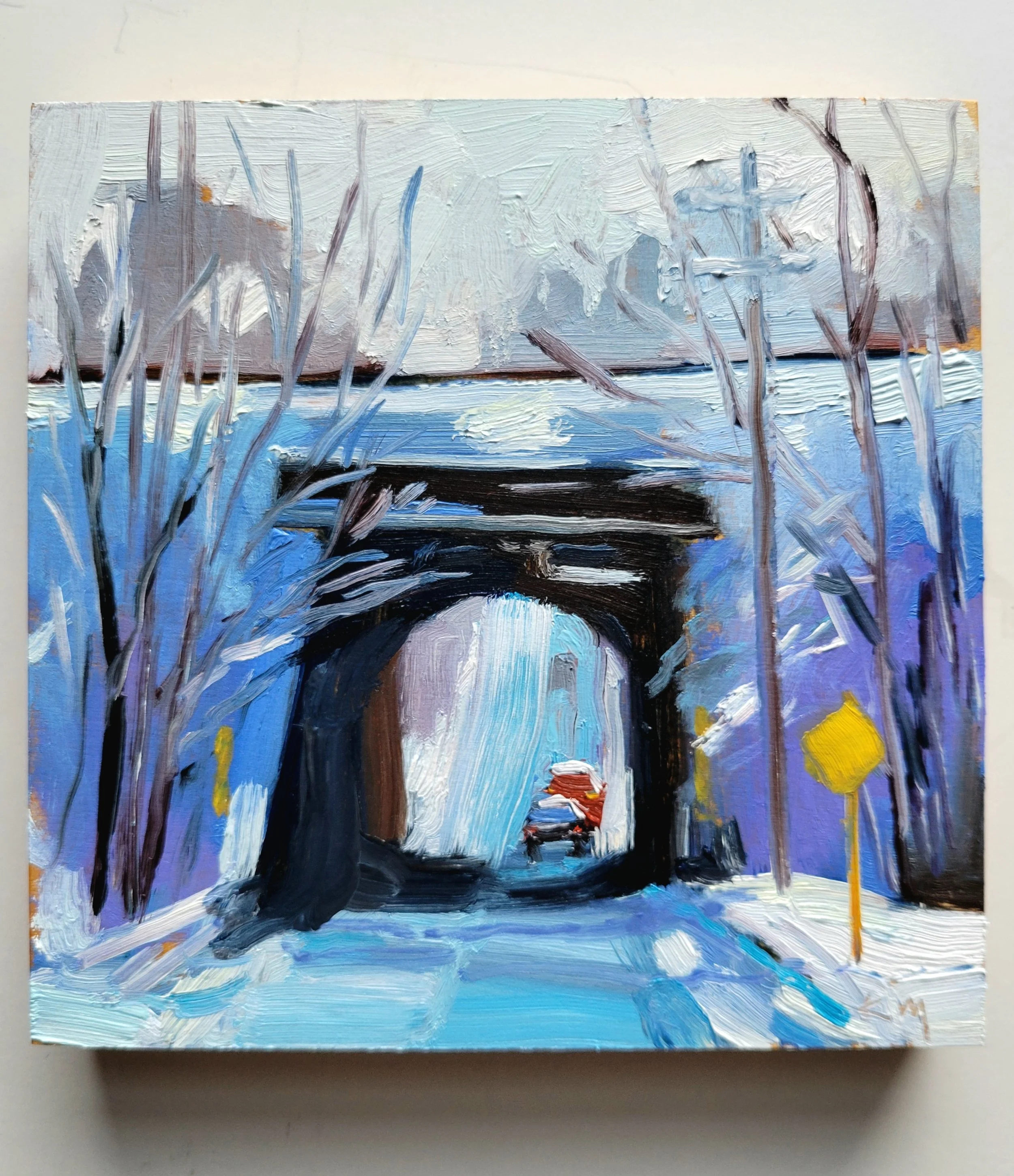 Trenton Line, 6 x 6 inches, oil on panel