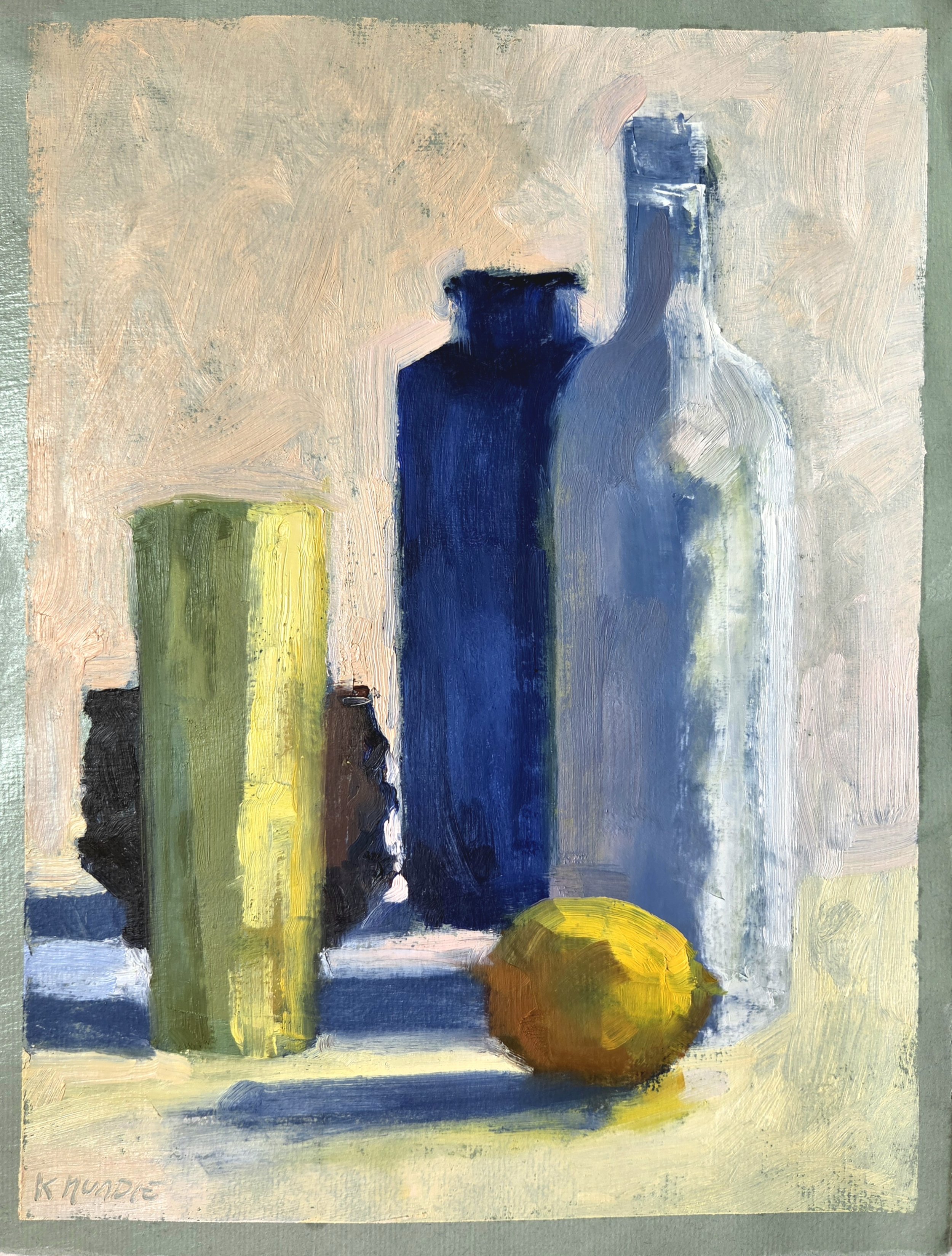 Two Yellows, 12 x 9 inches, oil on treated paper