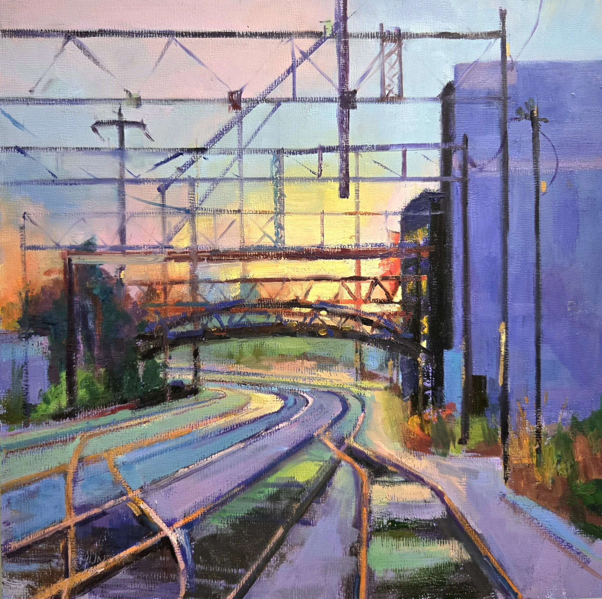 Chestnut Hill Line, 12 x 12 inches, oil on panel