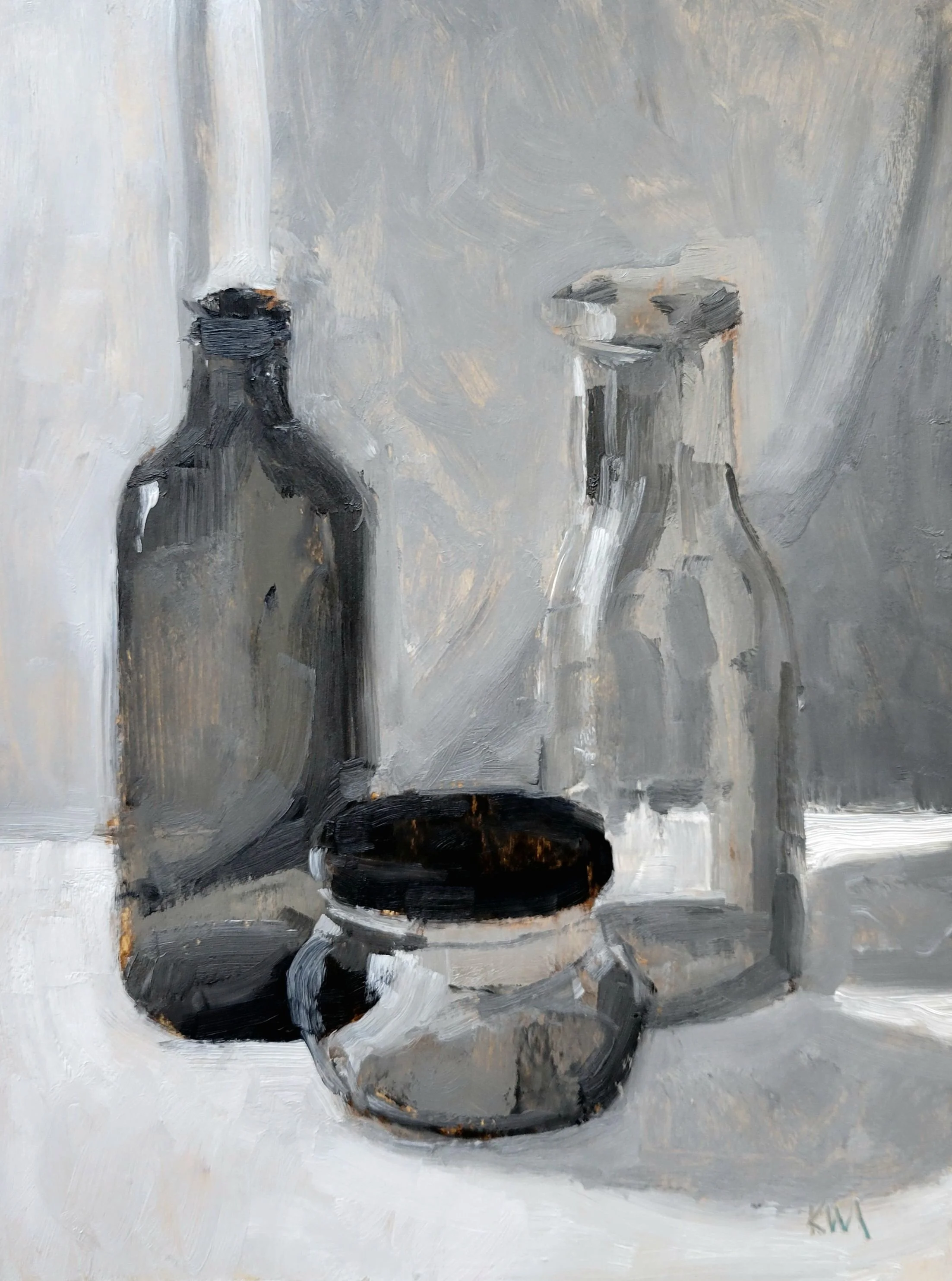 Black and White, 12 x 9 inches, oil on board