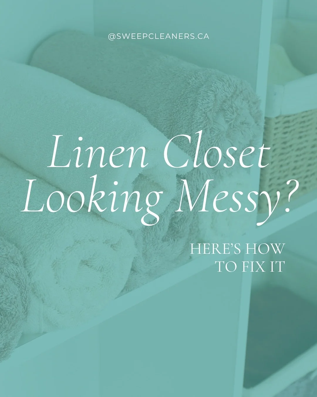 Linen closet looking messy? Here&rsquo;s how to fix it 👇 🧺 

✔️ Keep sheet sets together &mdash; fold + tuck them inside the pillowcase
✔️ Roll your towels &mdash; saves space &amp; gives spa vibes
✔️ Use bins &mdash; seasonal extras go in labeled 