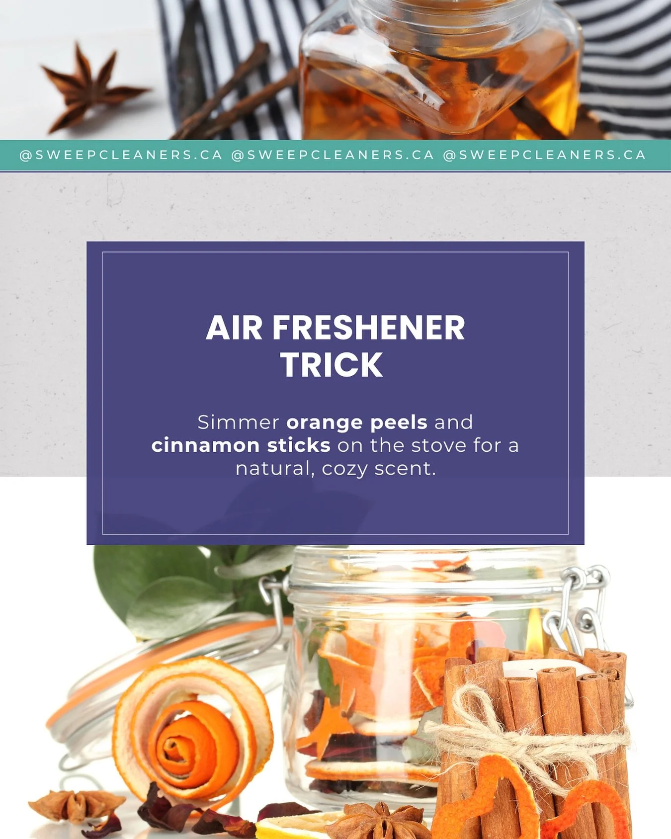 Forget the store-bought sprays ✨ Simmer orange peels + cinnamon sticks on the stove for the ultimate cozy fall scent 🍂🕯️

📌 Save this post so you don&rsquo;t forget to try it!

📧 info@sweepcleaners.ca
🌐 www.sweepcleaners.ca

#SweepCleaners #Vanc