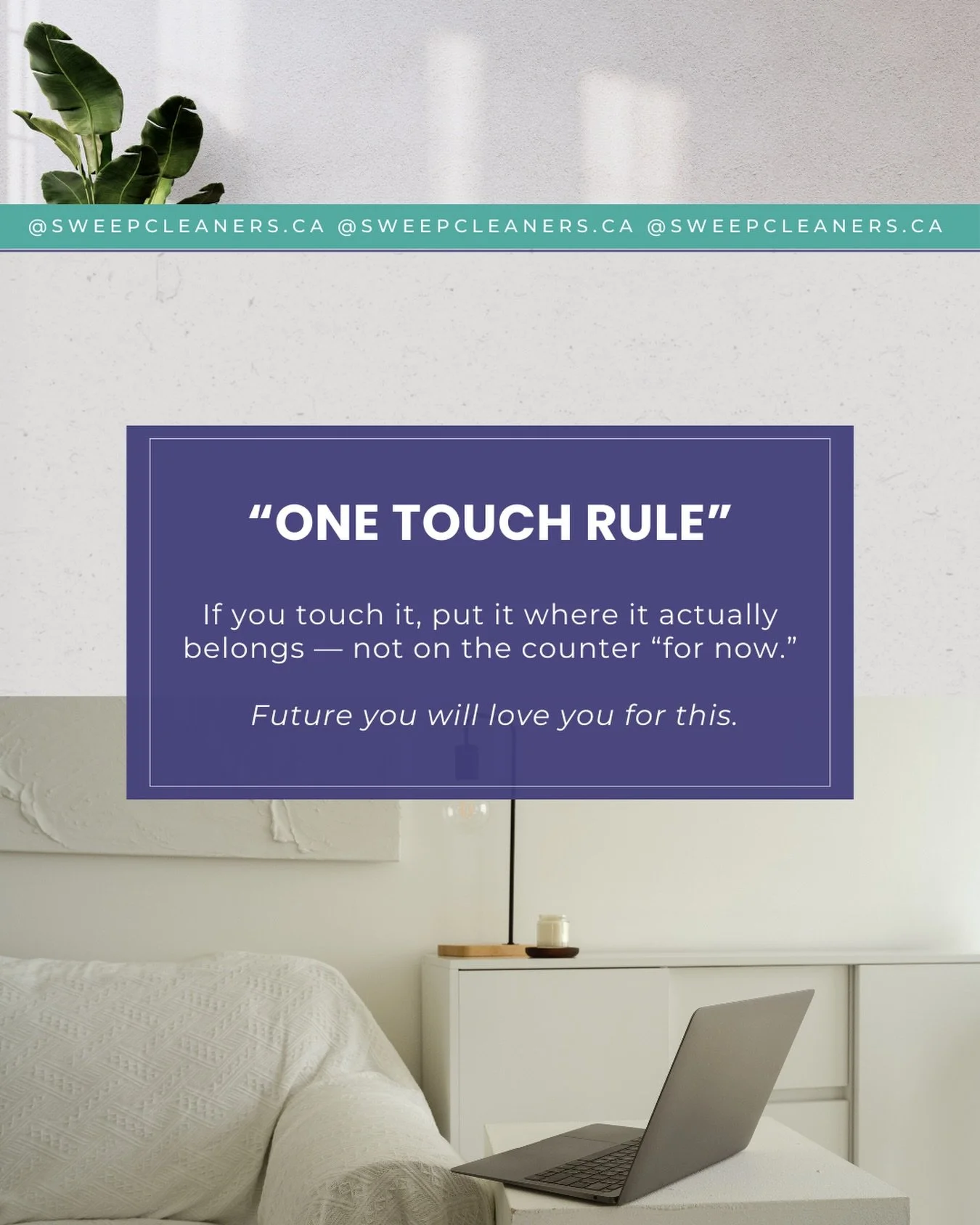 The &ldquo;One Touch Rule&rdquo; is elite adulting:

Touch it &rarr; put it away &rarr; avoid the chaos later.

Book your custom quote today and keep your space spotless 📲 

📧 info@sweepcleaners.ca
🌐 www.sweepcleaners.ca

#SweepCleaners #Vancouver