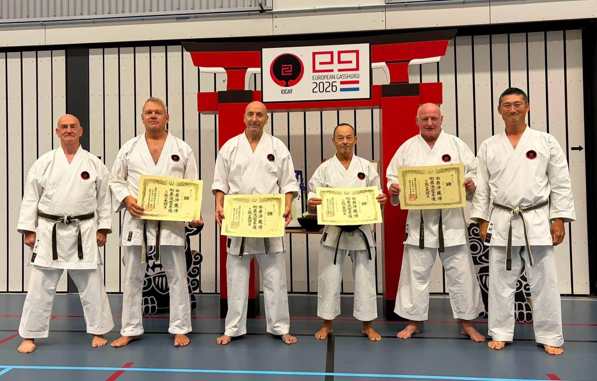 Sensei Roy receiving his 9th Dan, along with Sensei's Henrik, Jorge & Luis 