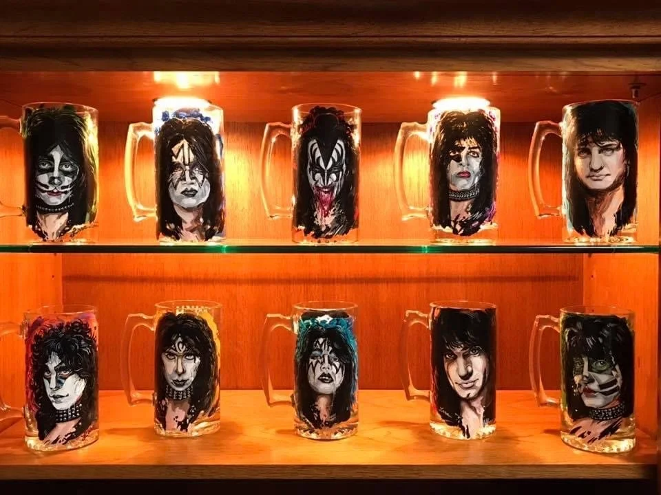Part of her art on glass collection