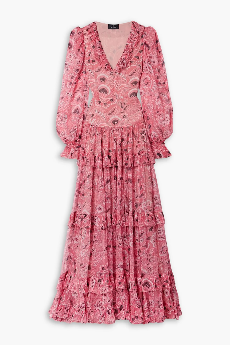 ETRO Ruffled paisley-print silk-crepon maxi dress