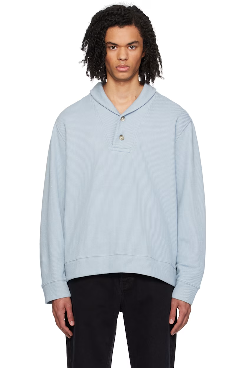 Vince Blue Shawl Collar Henley