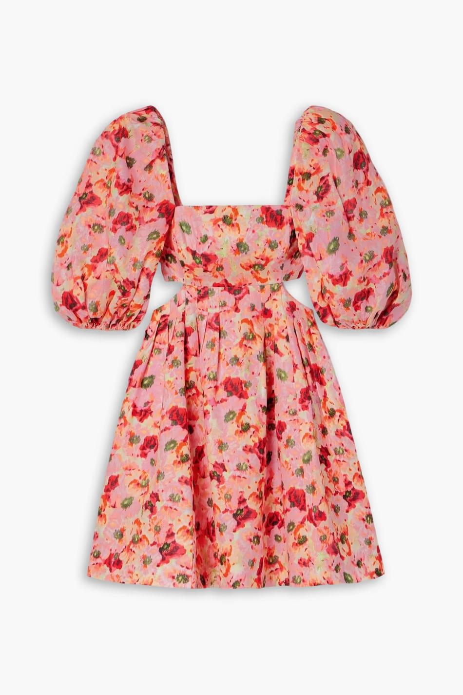 ZIMMERMANN Lightburst pleated cutout floral-print linen mini dress