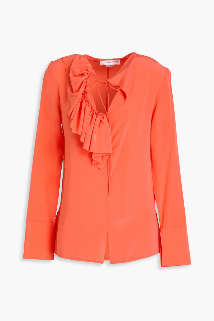 VICTORIA BECKHAM Ruffled silk crepe de chine blouse