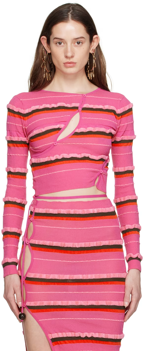 JACQUEMUS Pink 'Le Cardigan Tordu' Cardigan