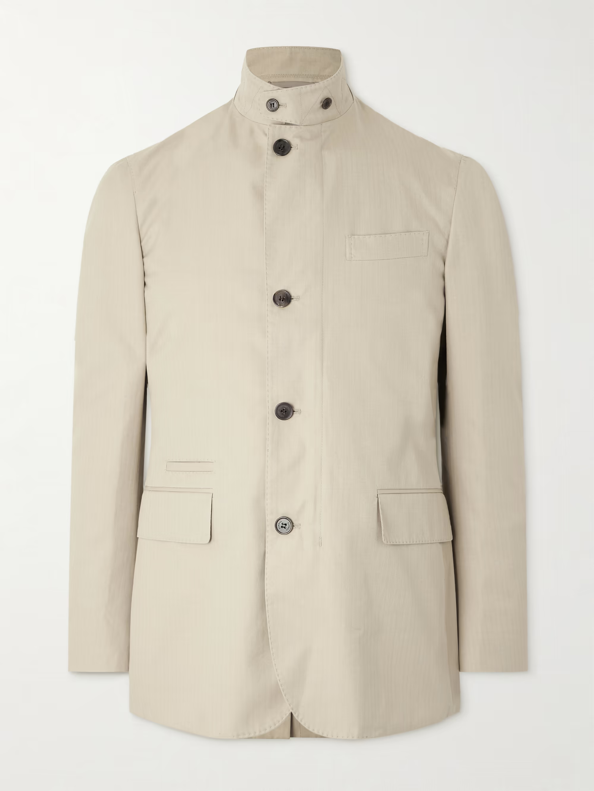 DUNHILL Slim-Fit Herringbone Cotton and Mulberry Silk-Blend Jacket