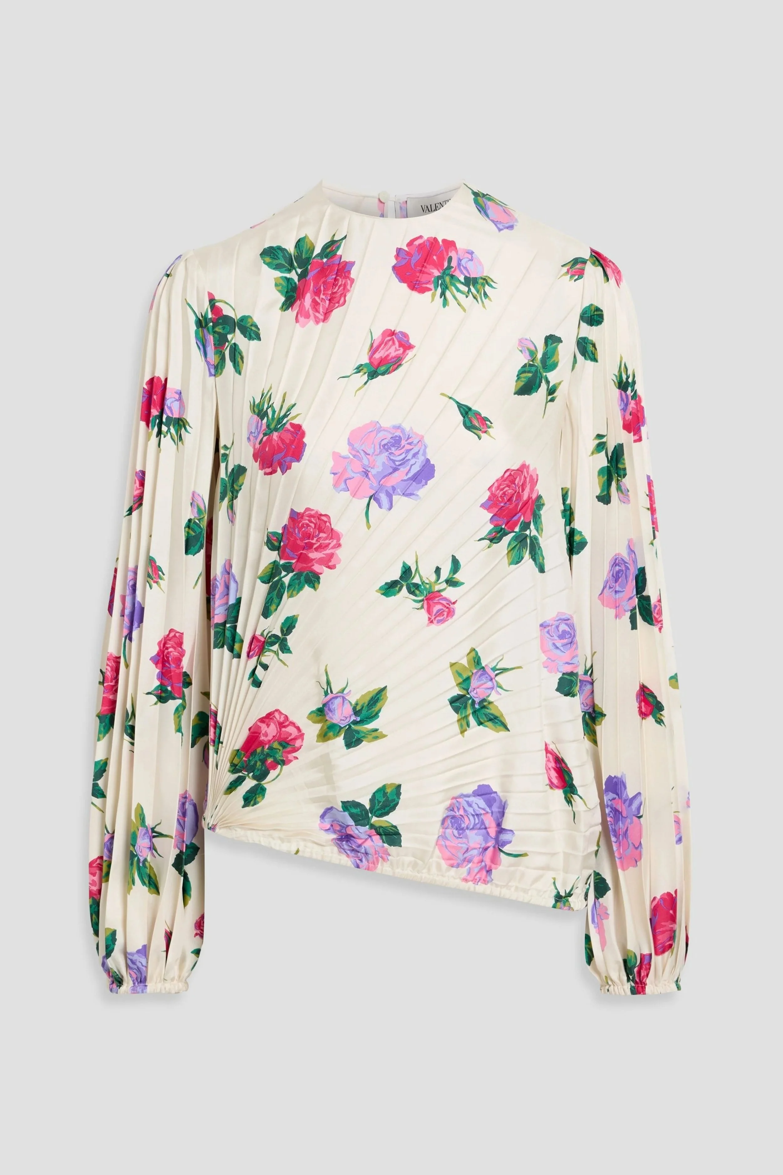 Valentino Garavani Pleated Floral-Print Silk-Twill Blouse