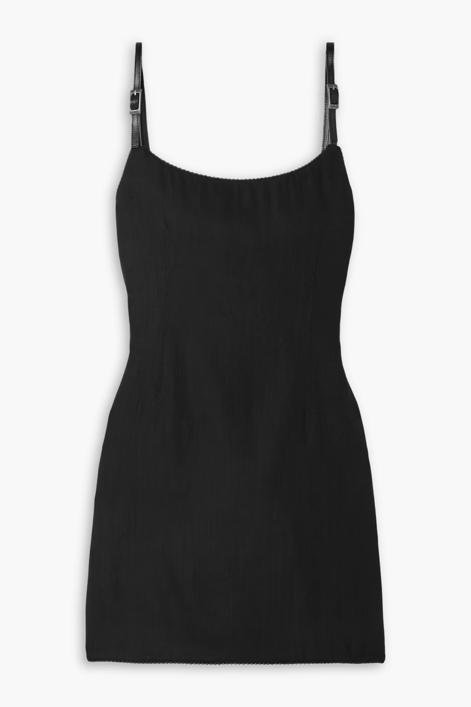 ACNE STUDIOS Buckled leather-trimmed stretch wool-blend mini dress