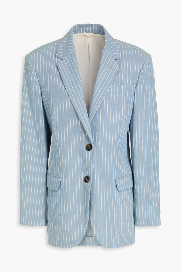 BRUNELLO CUCINELLI Striped linen-blend blazer