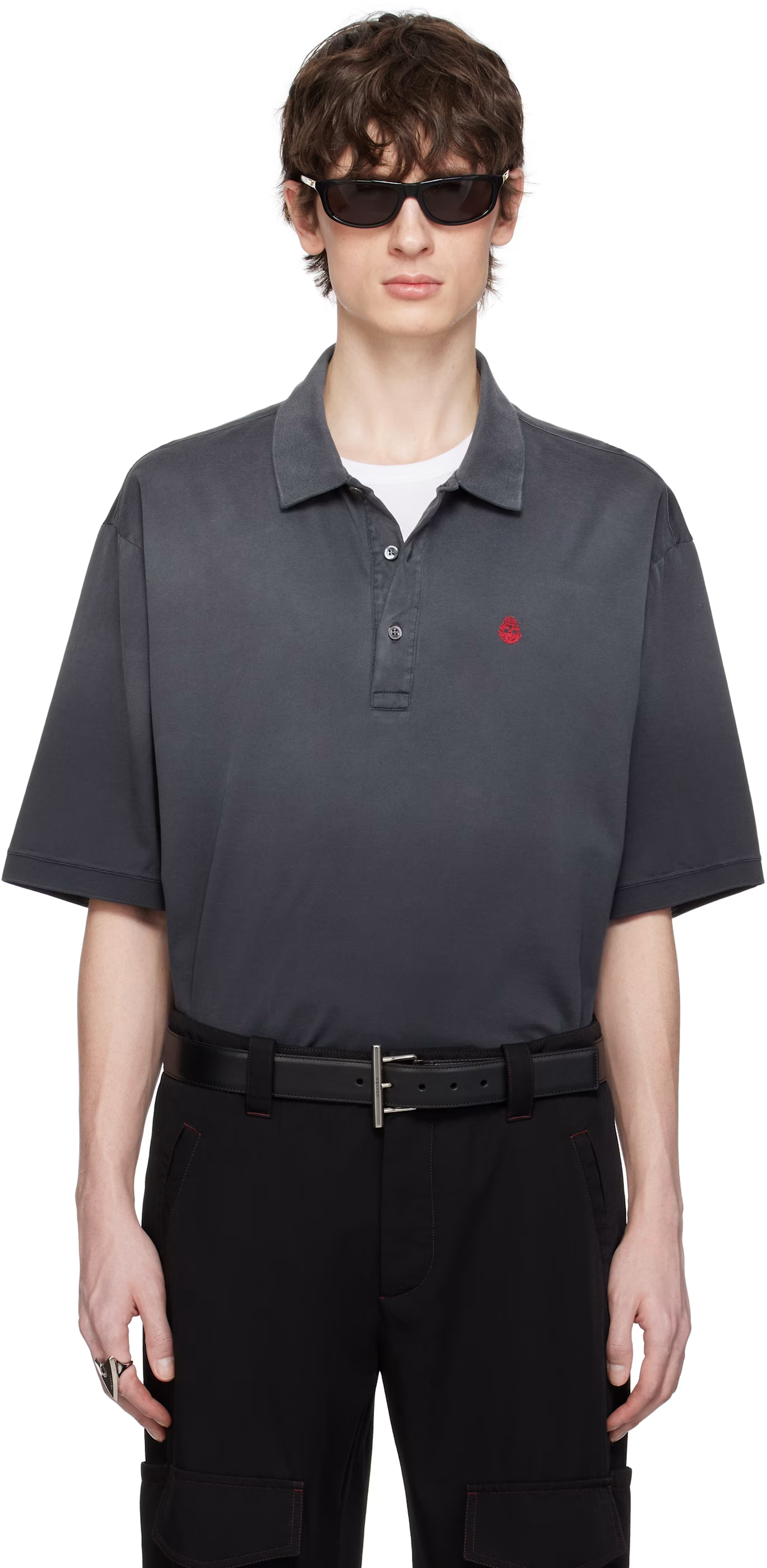 McQueen Gray Dyed Mercerized Cotton Polo