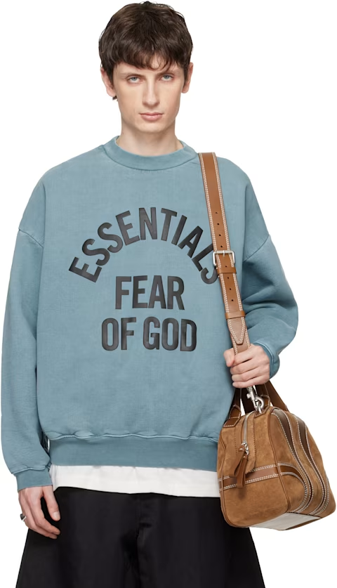 Fear of God ESSENTIALS Blue Campus 90s Crewneck Sweatshirt