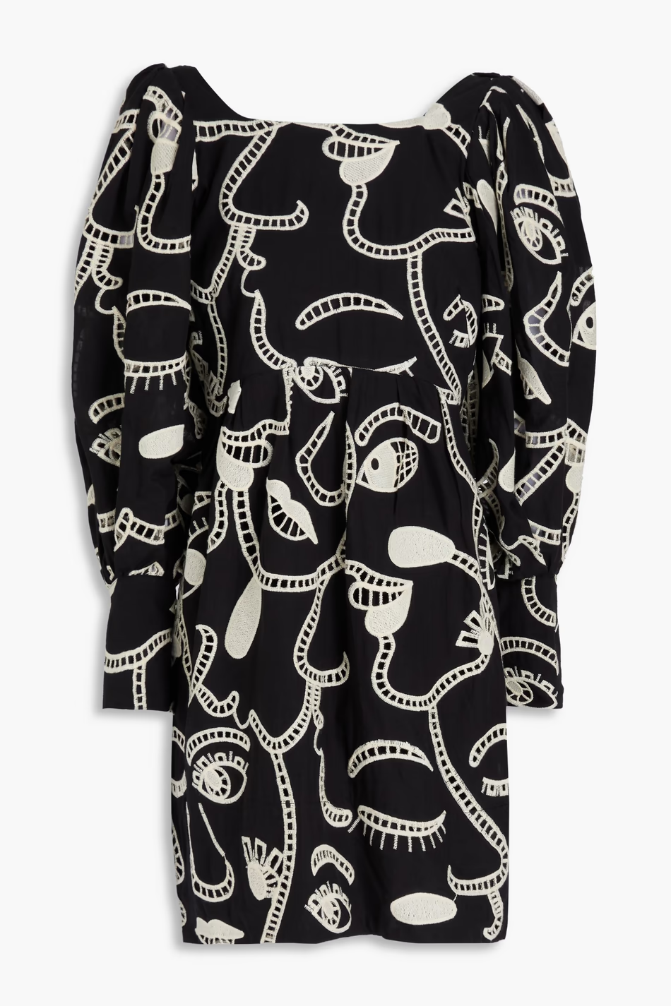FARM RIO Embroidered cotton mini dress
