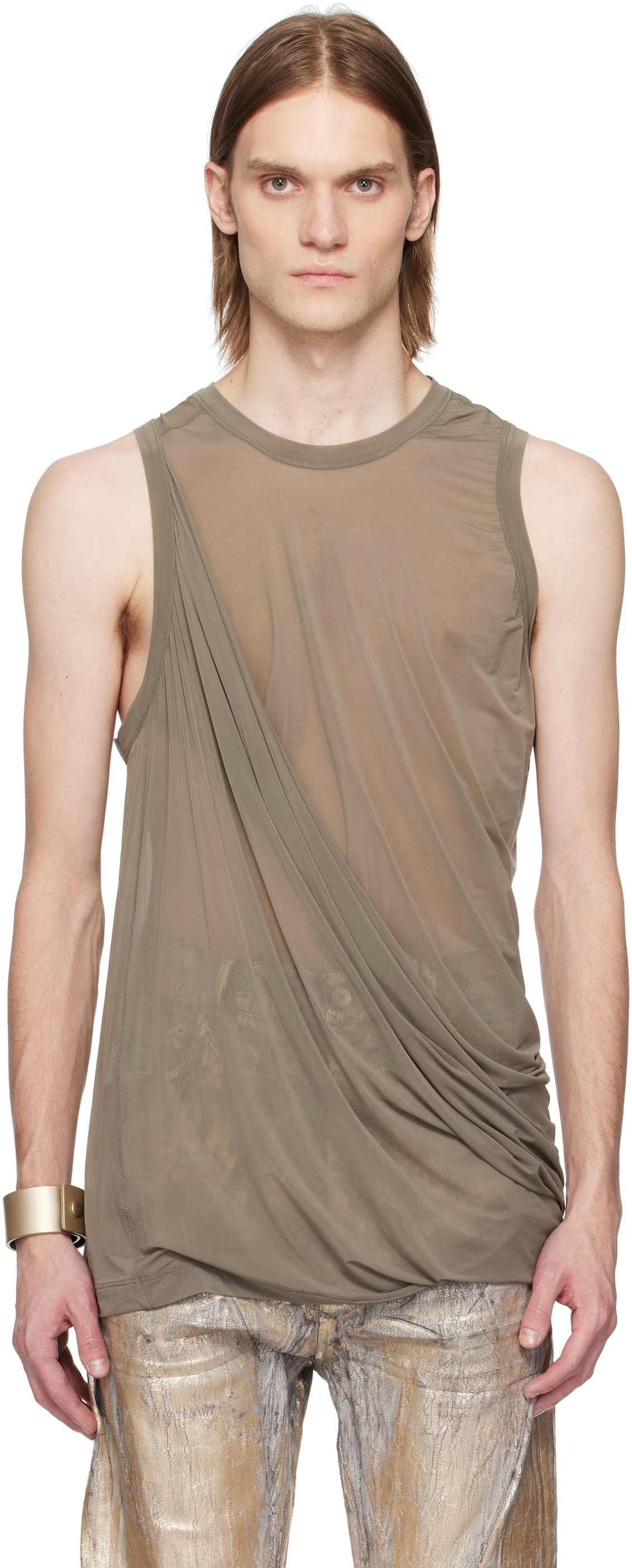 Rick Owens Gray Hollywood Anthem Tank Top