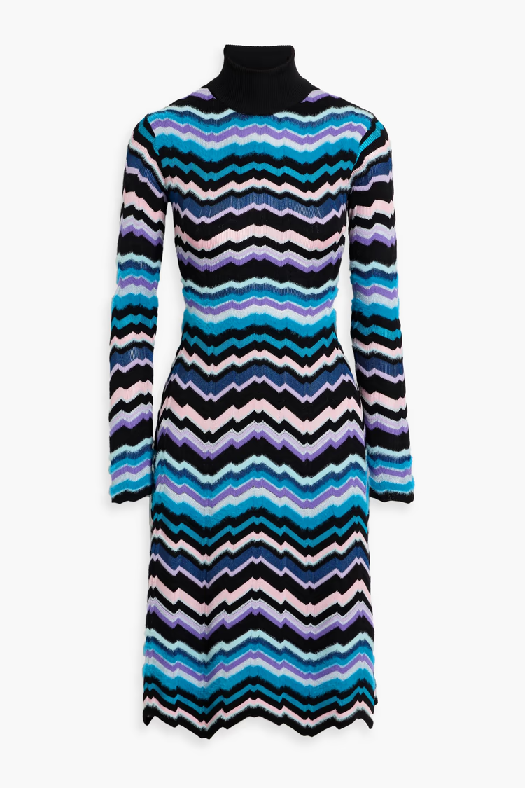 MISSONI Crochet-knit turtleneck dress