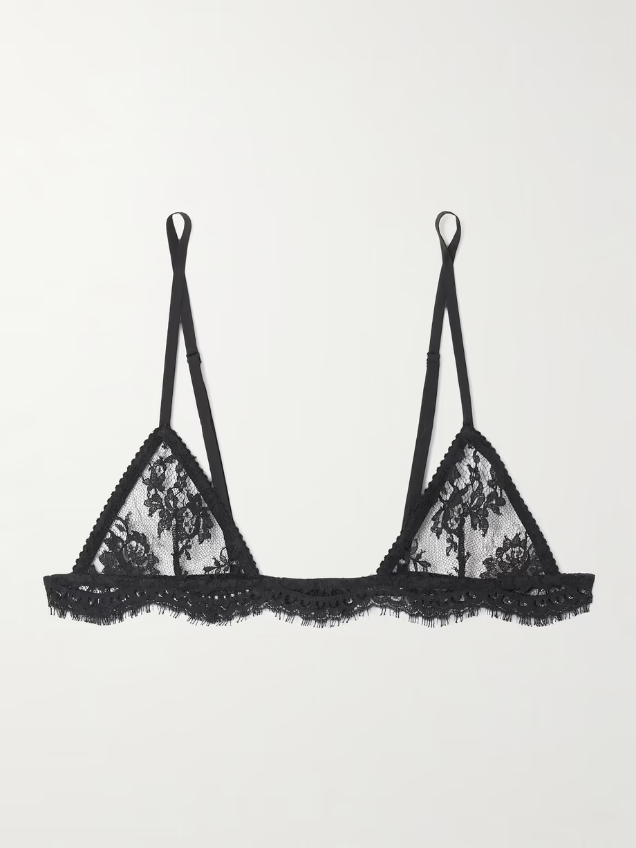 DOLCE&GABBANA Micro cotton-blend lace soft-cup triangle bra