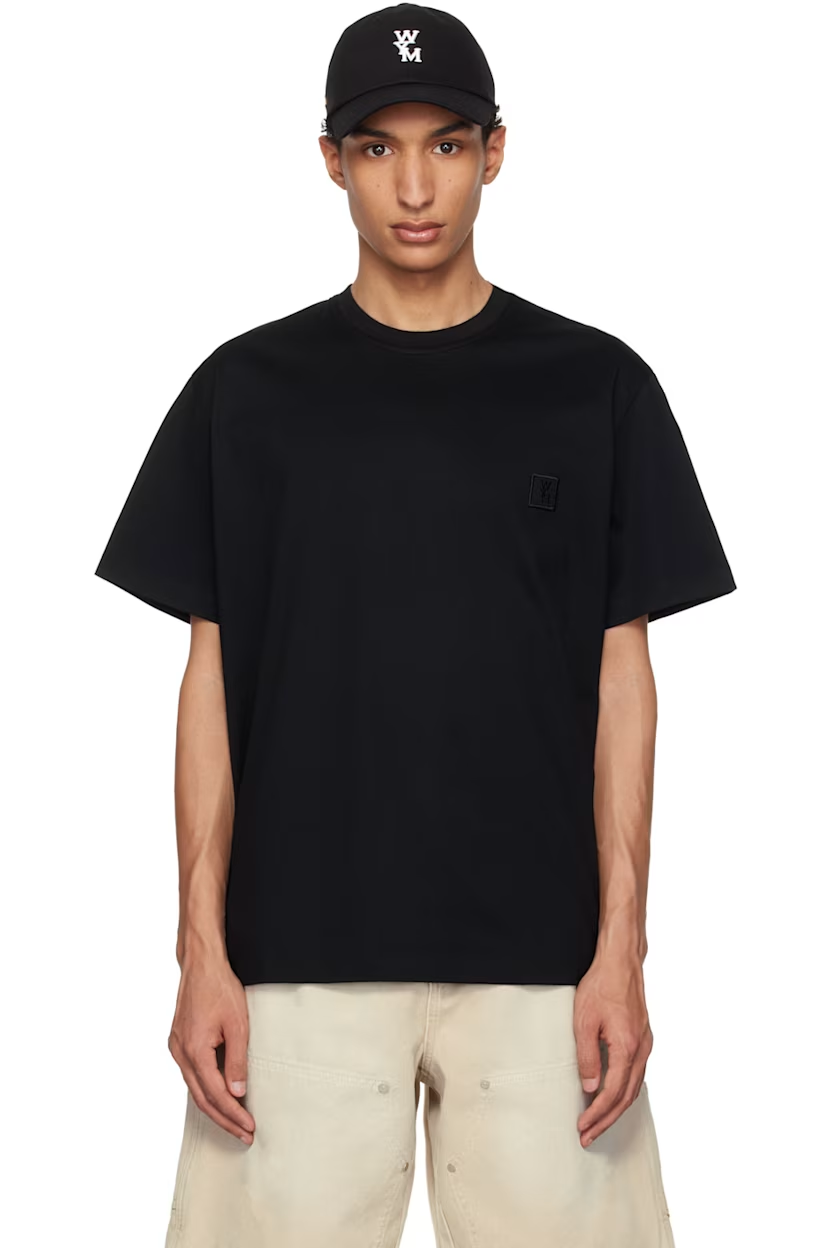 WOOYOUNGMI Black Cotton Back Logo T-shirt