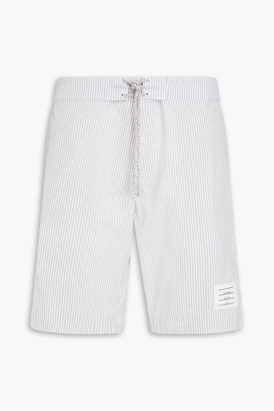 THOM BROWNE Long-length striped seersucker swim shorts