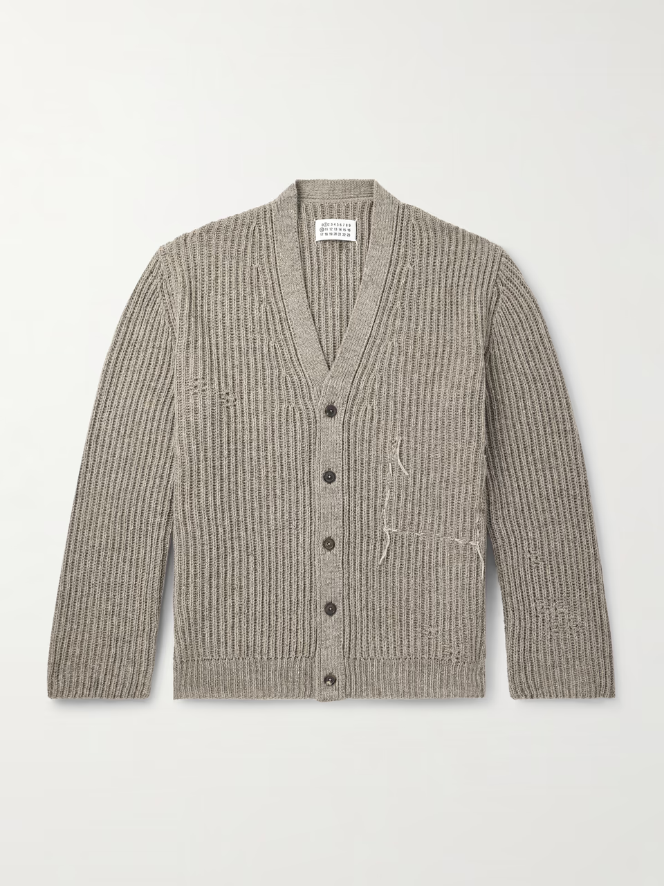 MAISON MARGIELA Oversized Distressed Ribbed Wool-Blend Cardigan