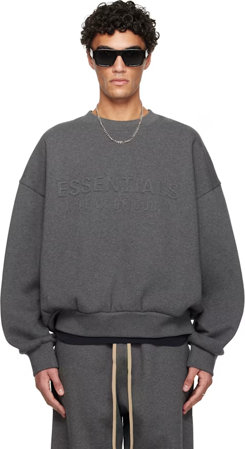 Fear of God ESSENTIALS Gray Holiday Embossed Classic Crewneck Sweatshirt