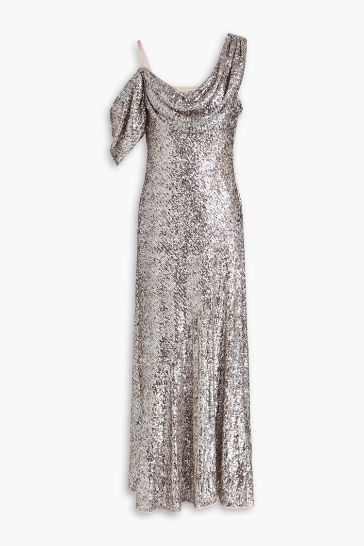 DIANE VON FURSTENBERG Joaquin one-shoulder sequined tulle maxi dress