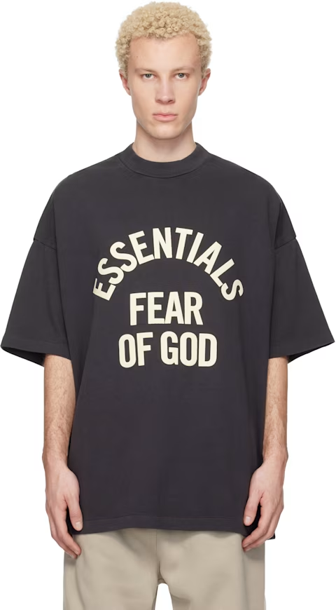 Fear of God ESSENTIALS Black Campus 90s Short Sleeve T-shirt
