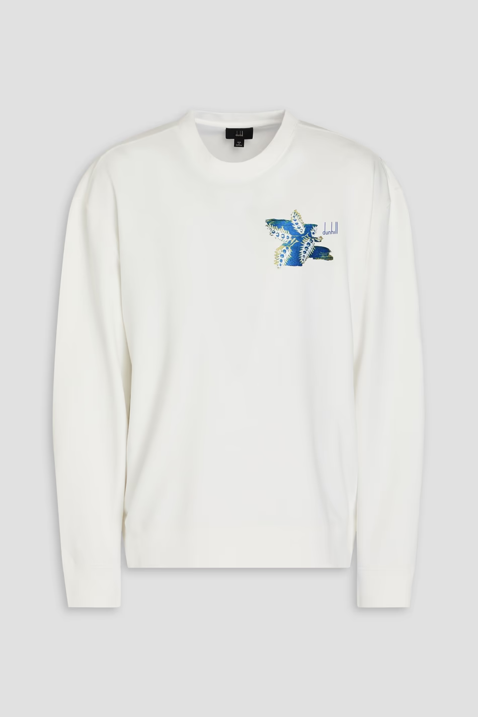 DUNHILL Embroidered French cotton-terry sweatshirt