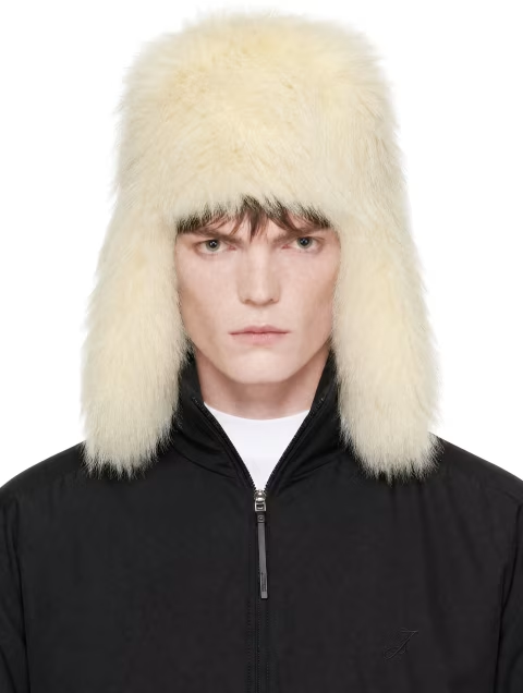 BarboJACQUEMUS Off-White 'La grande Chapka' Faux-Fur Hatur Bowston Linen Blend Summer Shirt