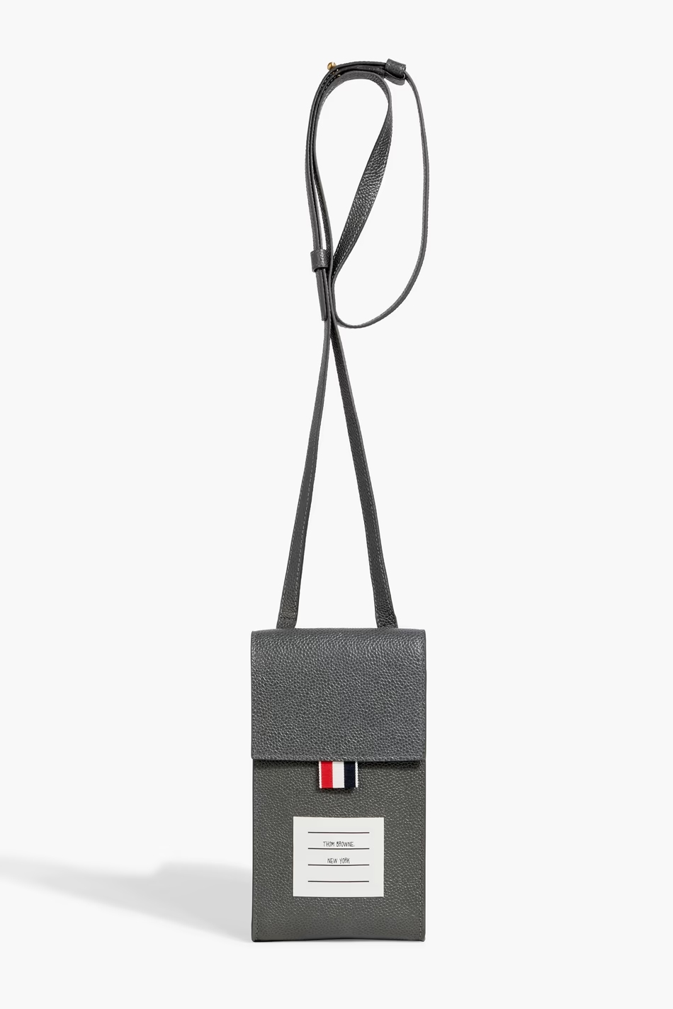 THOM BROWNE Pebbled-leather phone pouch