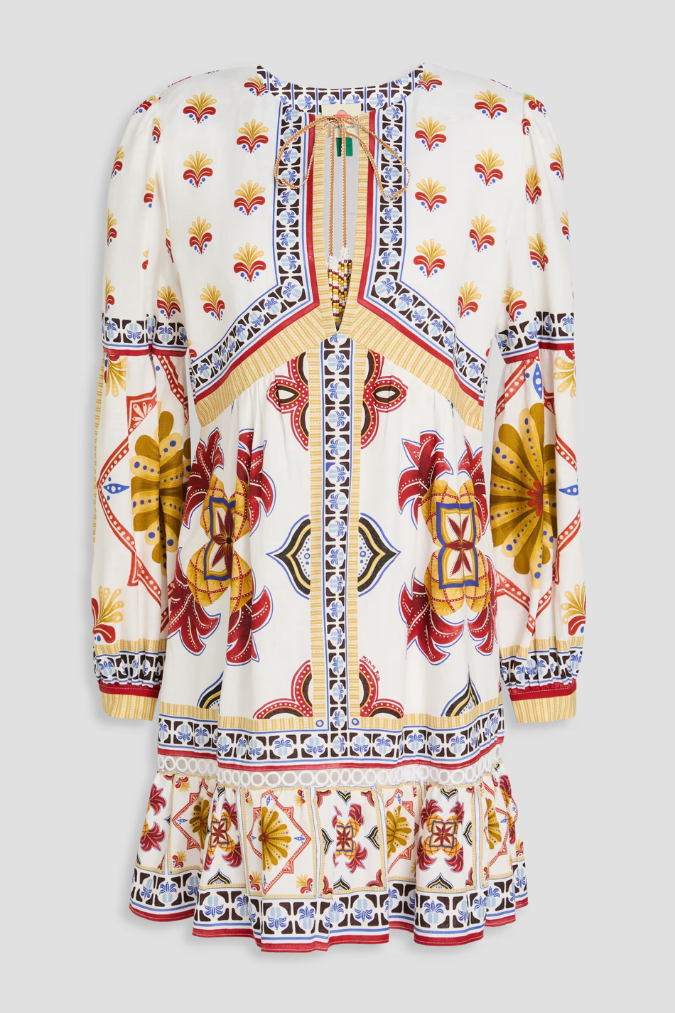 FARM RIO Printed linen-blend mini dress