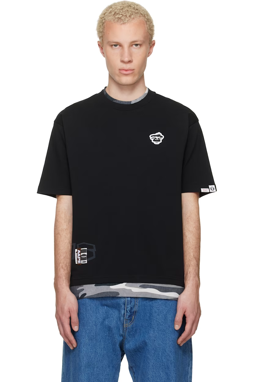 AAPE by A Bathing Ape Black 'AAPEUNVS' Graphic T-shirt