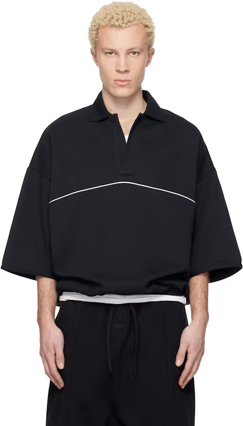 Fear of God ESSENTIALS Black Active Trace 3/4 Sleeve Modern Polo