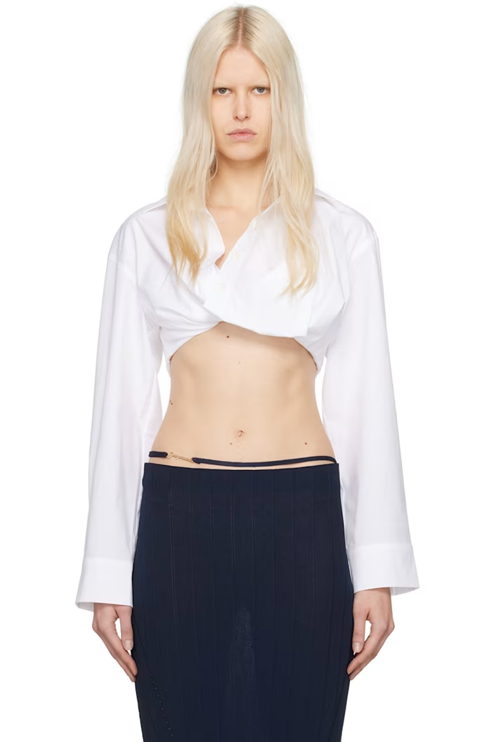 JACQUEMUS White Le Chouchou 'La Chemise Bahia Courte' Shirt