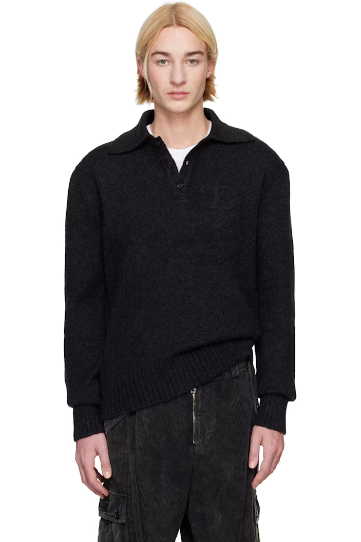 Dolce&Gabbana Gray Long-Sleeved Wool Polo