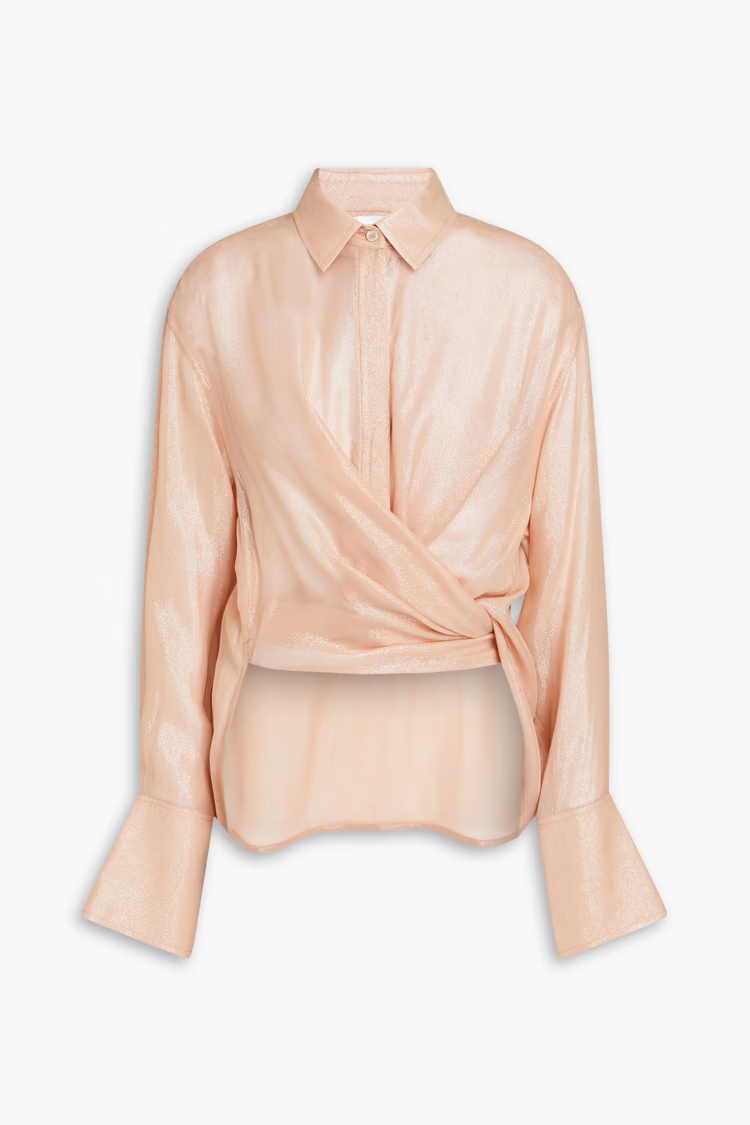 VICTORIA BECKHAM Wrap-effect lamé shirt