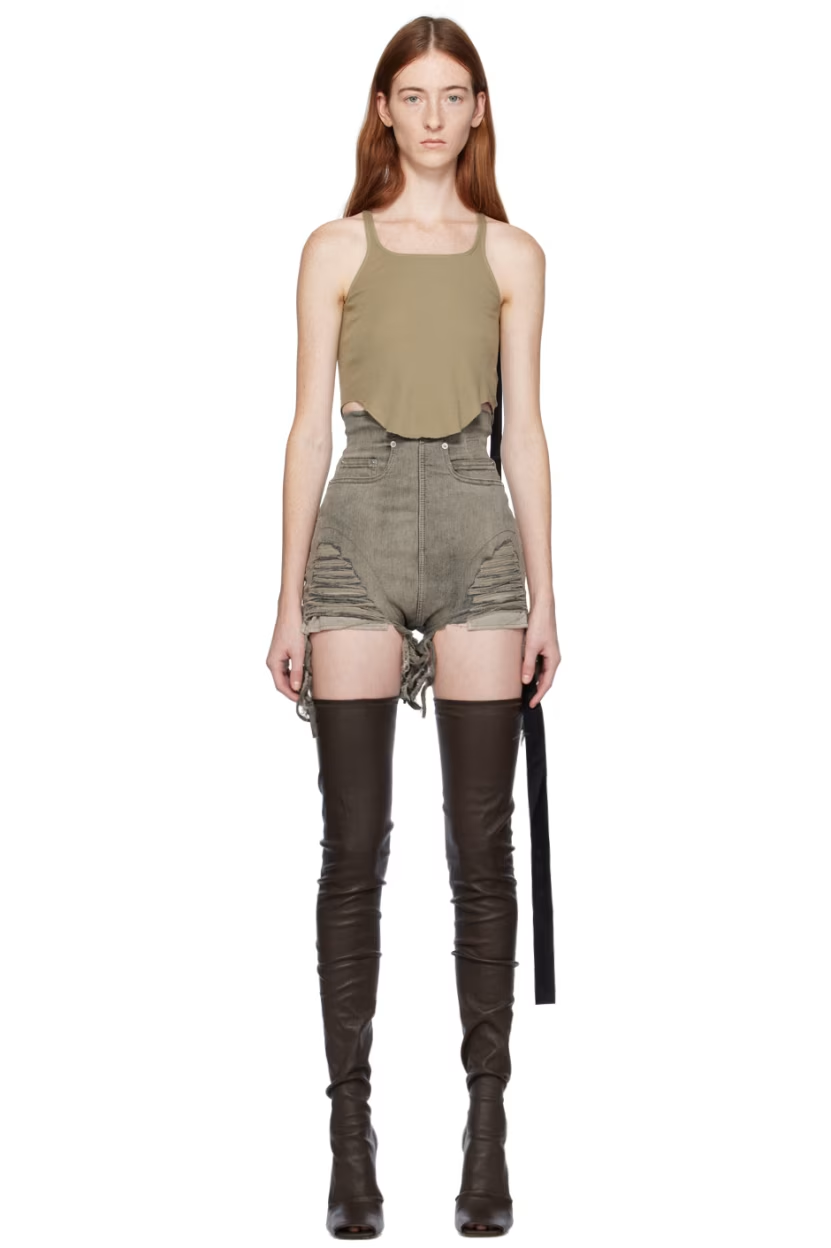 Rick Owens DRKSHDW Khaki Basic Tank Top